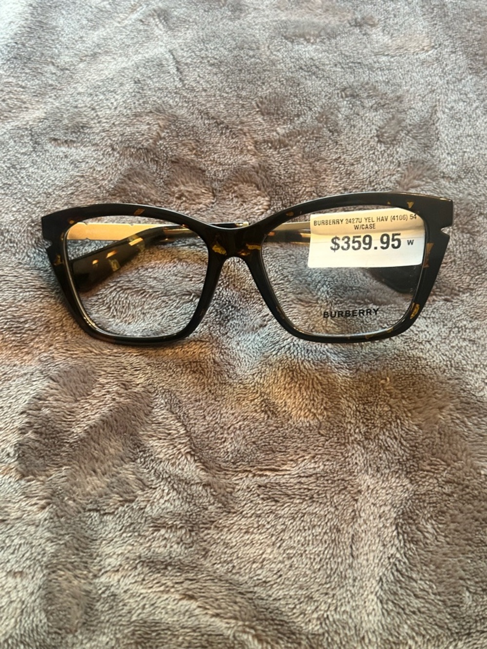 Burberry Black Tortoise Square Cat-Eye Glasses